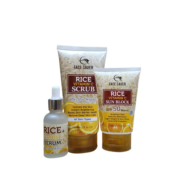 Face Saver Rice + Vitamin  C Scrub + Sunblock + Serum (Bundle)