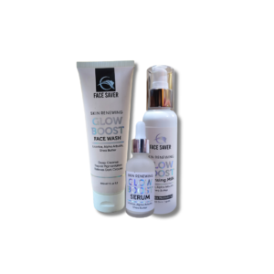 FACE SAVER GLOW BOOST SERUM, SCRUB AND CLEANSER